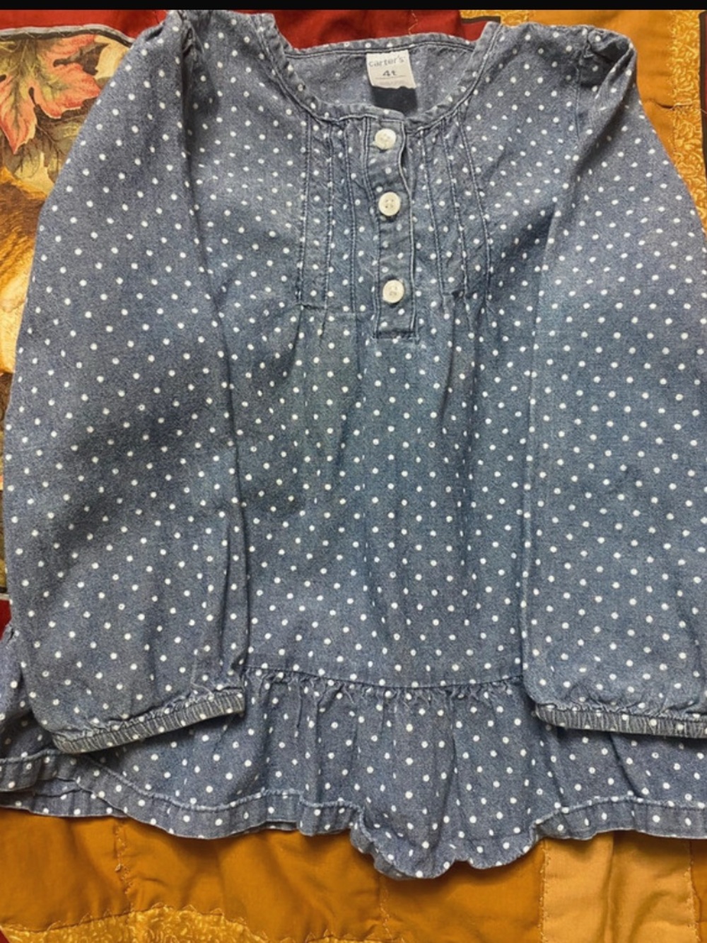 Carter's Blue Polka Dot Long Sleeve Peplum Top